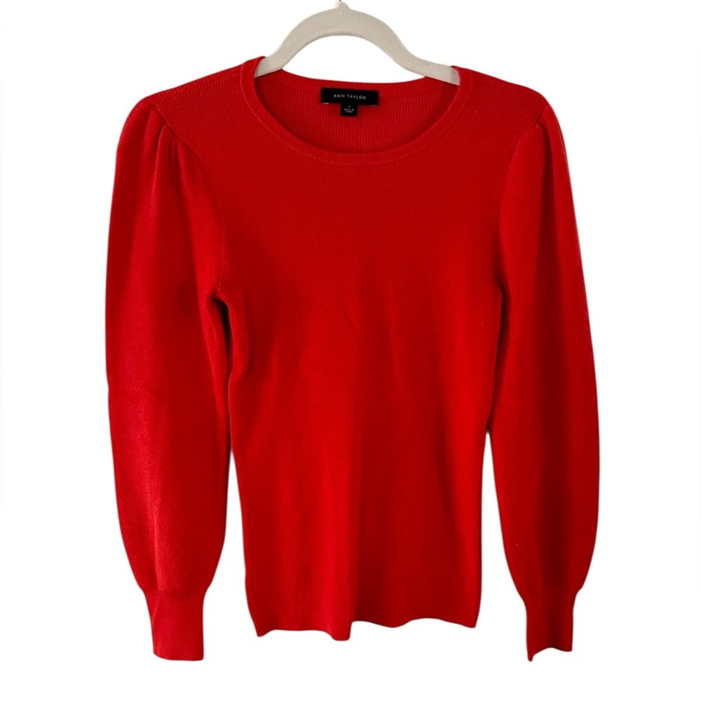 Ann Taylor red balloon sleeve sweater
